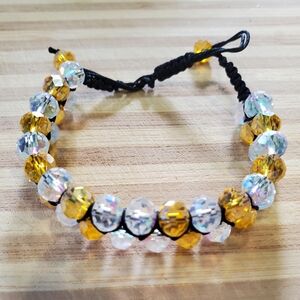 Yellow Faceted Crystal Shambala Bracelet